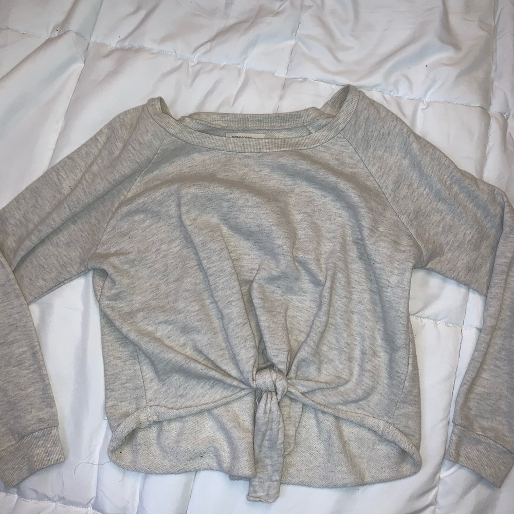 cropped tie sweater